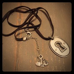 Fossil Lock and Keyhole Pendant Necklace